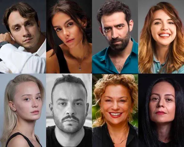 Ulvi Kahyaoğlu, Çağla Demir, Ferit Kaya, Seda Türkmen, Müge Bayramoğlu, Alican Altun, Ayşen Sezerel and Özlem Türay (From left to right)
